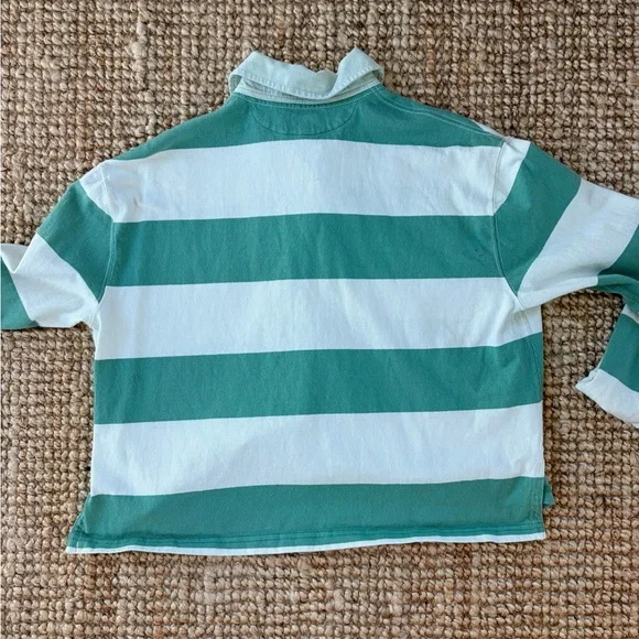 Polo by Ralph Lauren Green & White Striped Rugby Shirt - Picture 3 of 4